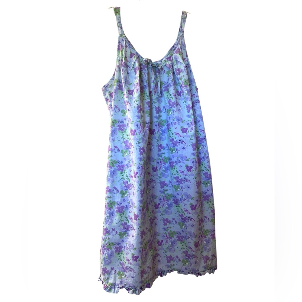 ELLA SIMONE Purple Floral Sleeveless 100% Cotton Nightgown Woman’s Size XL